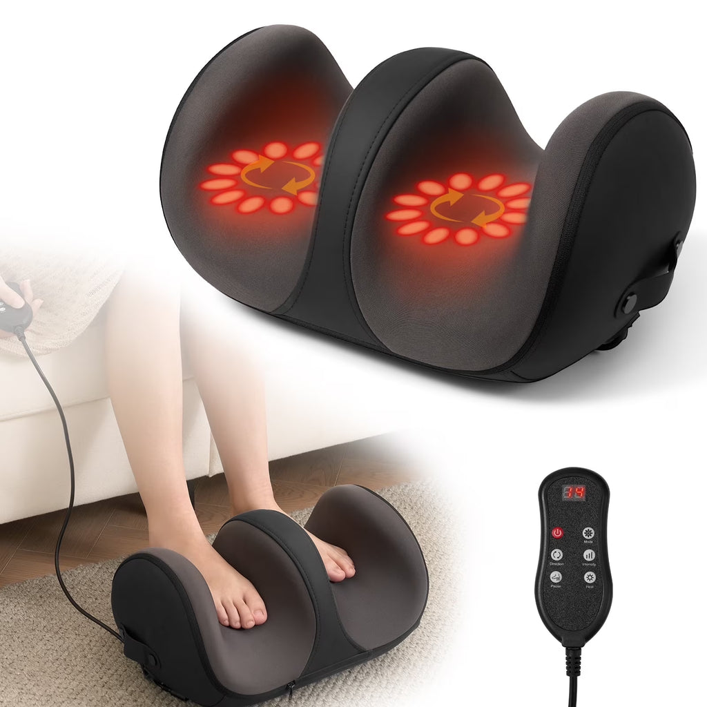 Electric Shiatsu Foot Massager Calf with Heat, Deep Kneading & Rolling Ankle Massage - Relaxing Muscle Relax, Ideal Gift for Men & Women, Leg Massager