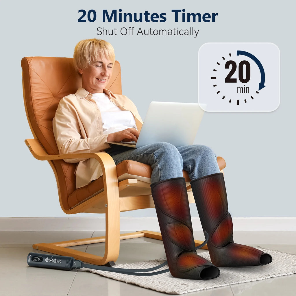 Leg Massager with Heat for Circulation, Foot and Calf Massager Heated Compression FSA/HSA Eligible