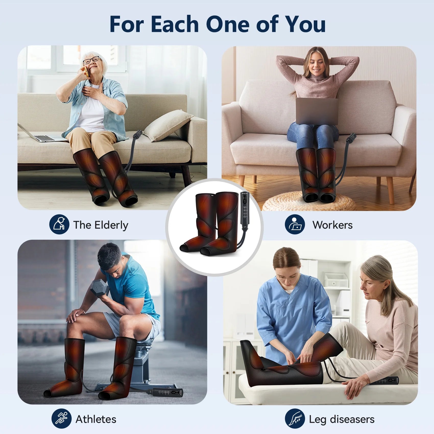 Leg Massager with Heat for Circulation, Foot and Calf Massager Heated Compression FSA/HSA Eligible