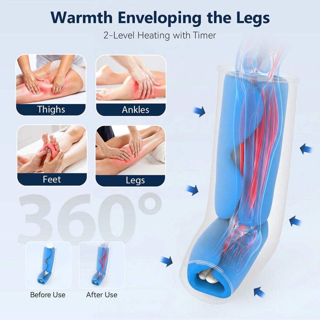Leg Massager with Heat for Circulation, Foot and Calf Massager Heated Compression FSA/HSA Eligible