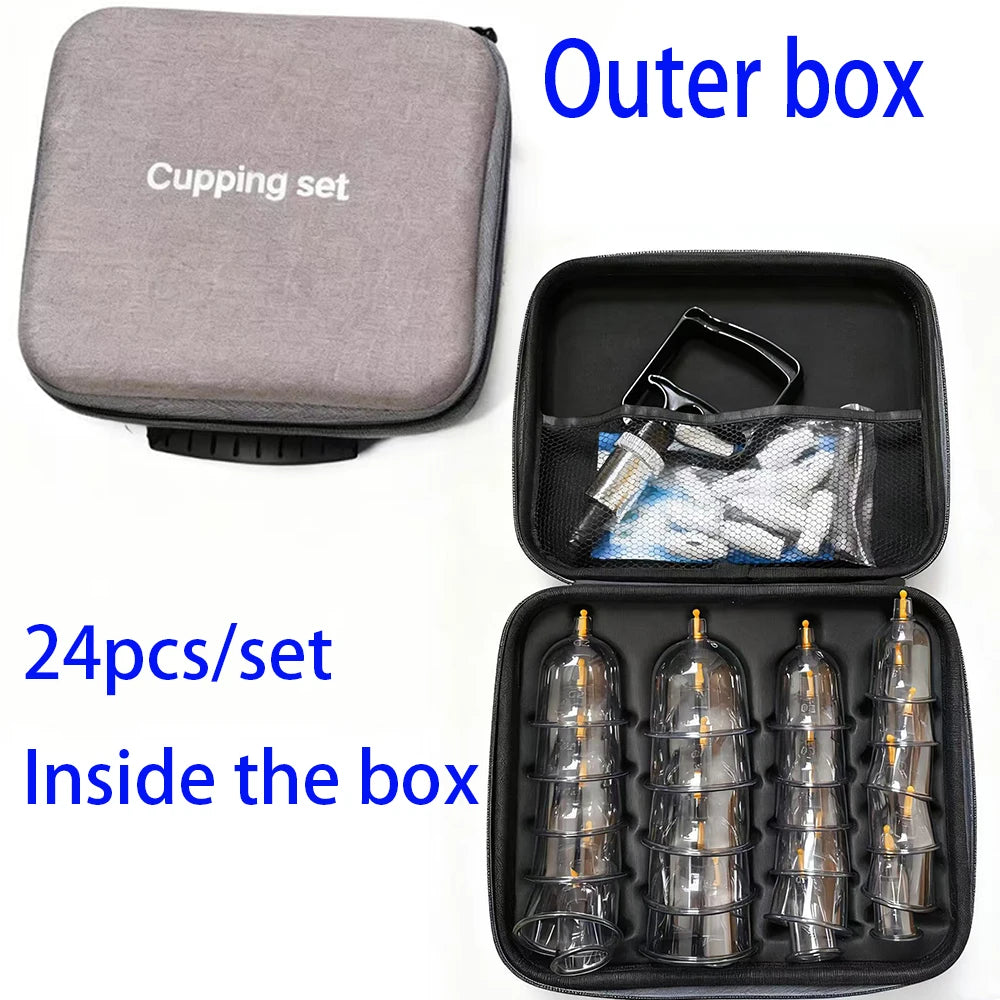 Kineta 24-Piece Cupping Therapy Set — Vacuum Massage Cups for Muscle Recovery & Pain Relief